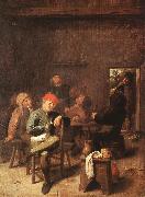 BROUWER, Adriaen Peasants Smoking and Drinking f oil